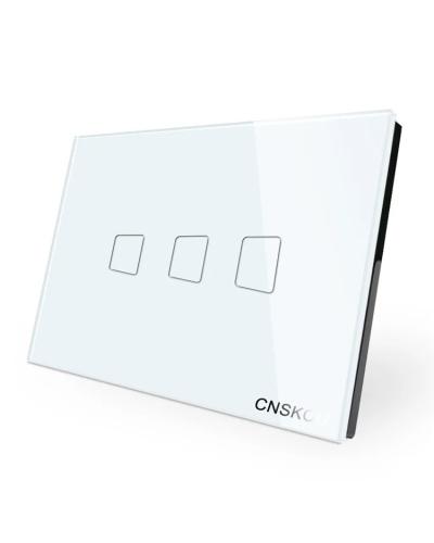 Manufacturer WiFi Touch Switch, LED Light Wall Smart Home WiFi Control Switch, Us 3 Gang 1 Way Touch Switch Luxury Glass Pane