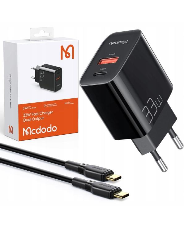 Mcdodo Wall Charger USB & USB-C / 33 W & USB-C Cable - Black CH-0922