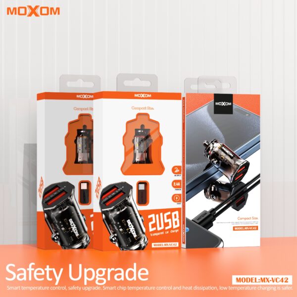 Moxom MX-VC42 Transparent Dual USB Car Charger - Image 3