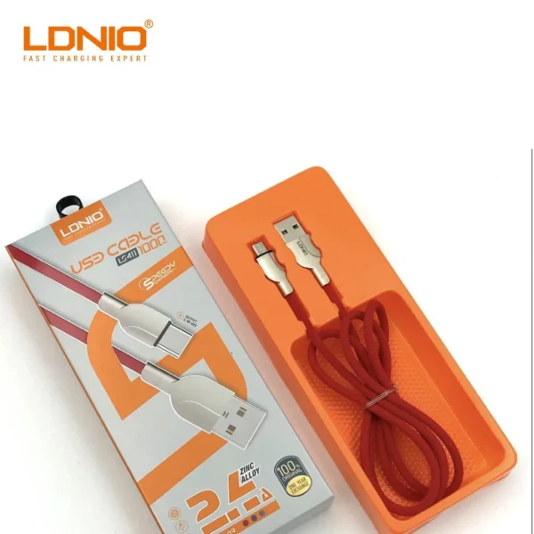 LDNIO LS411 ZINC ALLOY FAST CHARGING & DATA CABLE 1 METER 2.4A