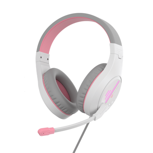 MeeTion MT-HP021 Stereo Gaming Headphones White Orange Lightweight Backlit - Image 2