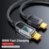 JOYROOM 100W Digital Display Fast Charging Data Cable 1.2m Type c to Type c Cable