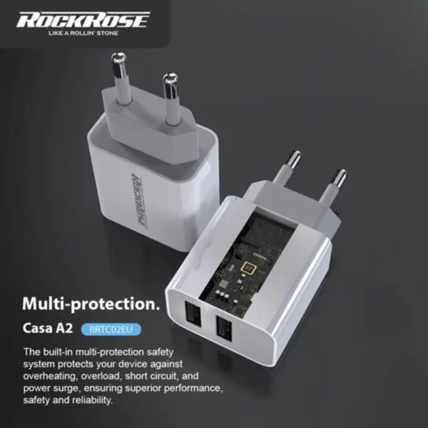 Rock Rose Casa A2 Dual Port 12W Travel Charger - Image 3