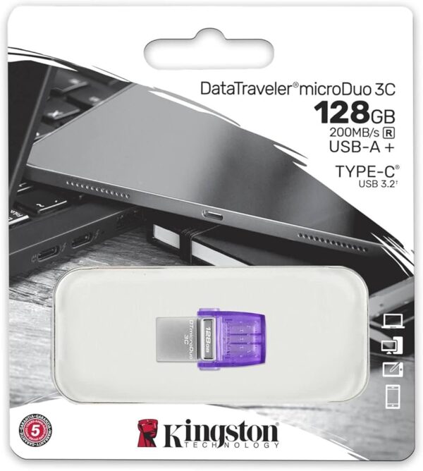 Kingston 128GB Dual interface USB Type-C and Type-A USB 3.2 Gen 1 200MB/s Read - Image 2