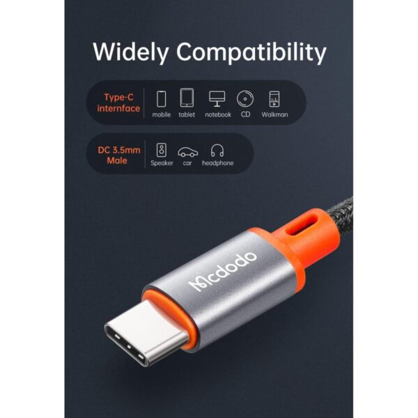 Mcdodo CA-0820 USB Type C to 3.5mm AUX Jack Cable Castle Series 1.2m - Image 4