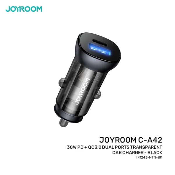 JOYROOM 38W PD + QC3.0 DUAL PORTS TRANSPARENT CAR CHARGER