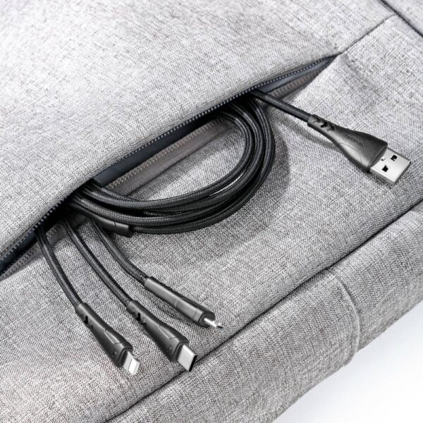 Mcdodo 3 in 1 USB to USB C Lightning Micro USB Cable 1.2m - Black - Image 4