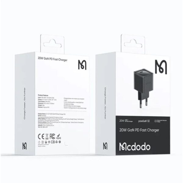 Mcdodo CH-3771 20W 1C GAN Fast Charger Type-c Dynamic detect for smart charging - Image 3