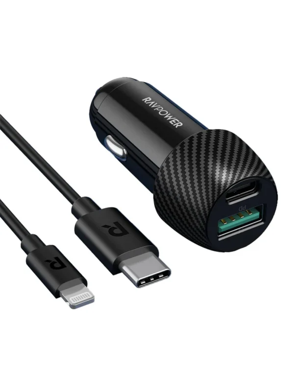 RAVPower RP-VC031 49W Car Charger + 1m Lightning Cable