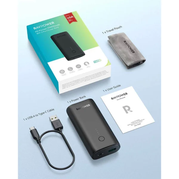 RAVPower 10000mAh Power Bank (20W / PD USB-C / QC USB-A) - Image 2