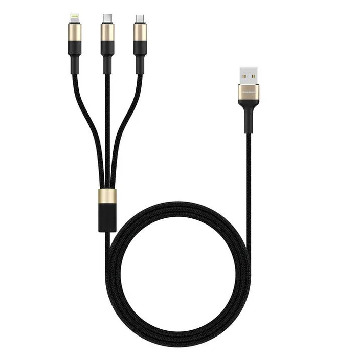 RockRose Acacia Max 3 in 1 3A Fast Charge Cable 1m Durable
