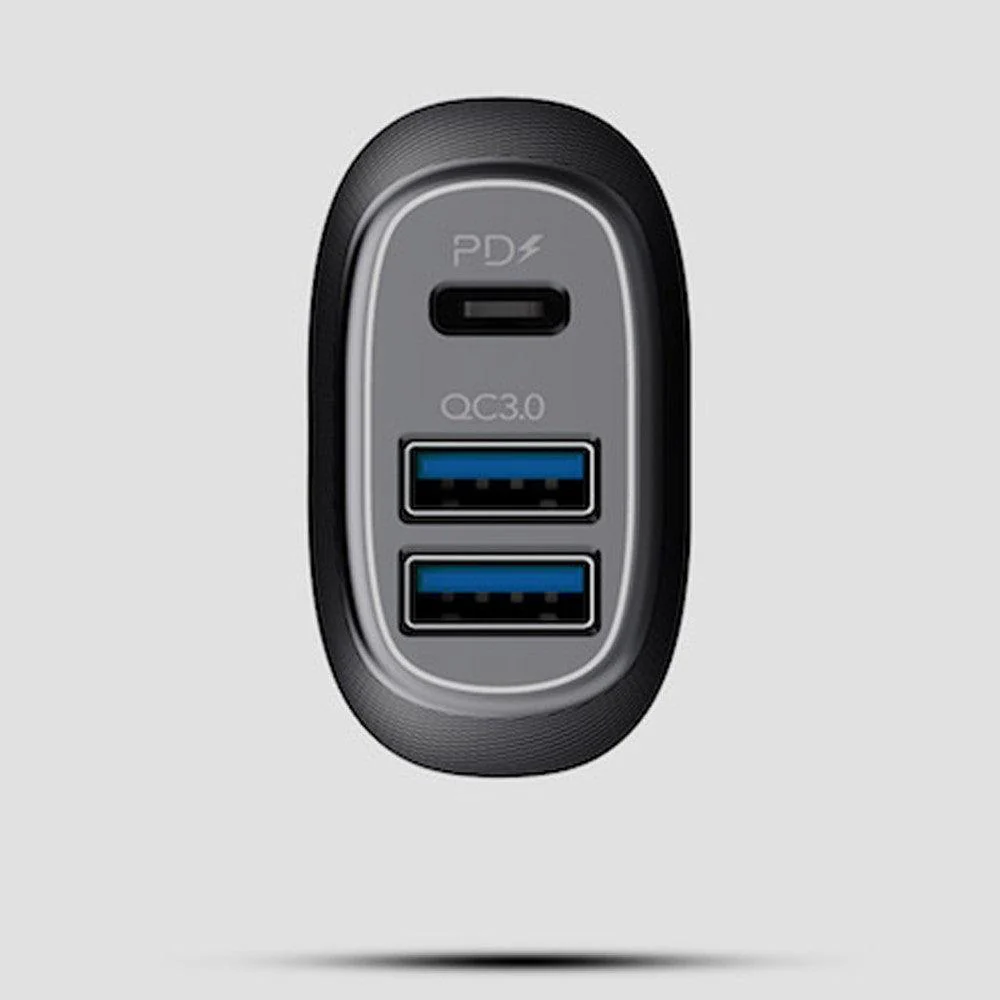 RockRose Safari PQ2 PD & QC 3.0 3 Port Car Charger - Black - Image 2