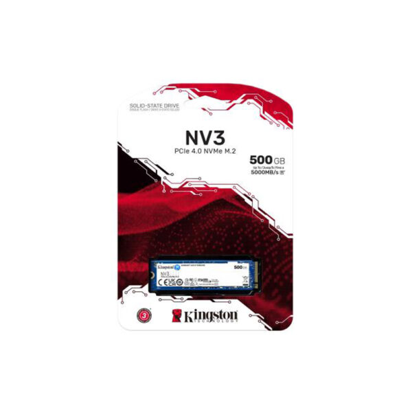 Kingston NV3 500GB M.2 2280 NVMe SSD | PCIe 4.0 Gen 4x4 | Up to 5000 MB/s