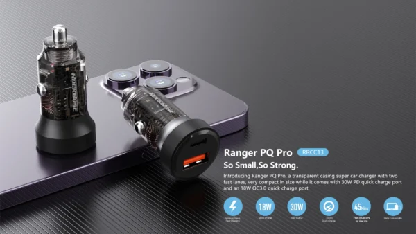 RockRose Ranger PQ Pro 30W Dual Port Car Charger PD & QC 3.0 - Image 2