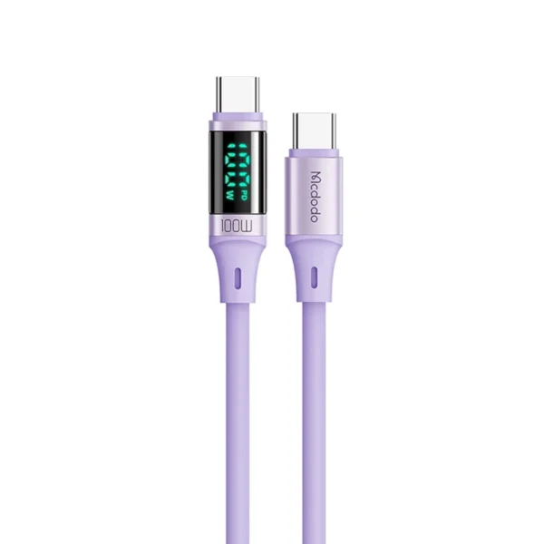 Mcdodo CA-1940 Digital HD Silcone Type-C To Type-C 100W Data Cable 1.2m - purple