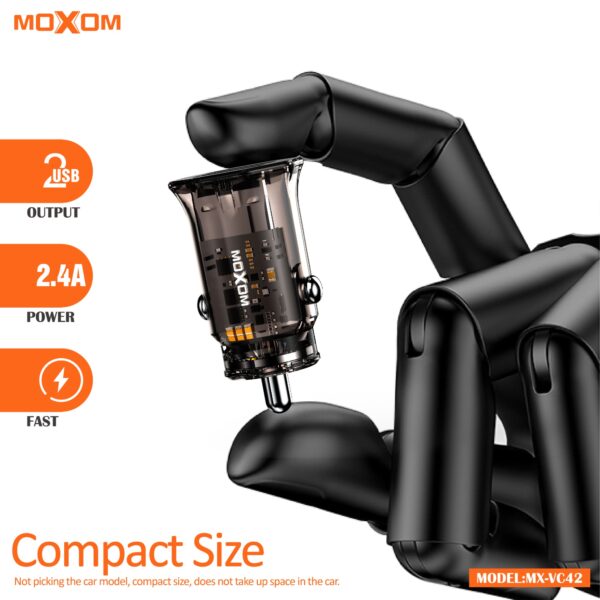 Moxom MX-VC42 Transparent Dual USB Car Charger - Image 2