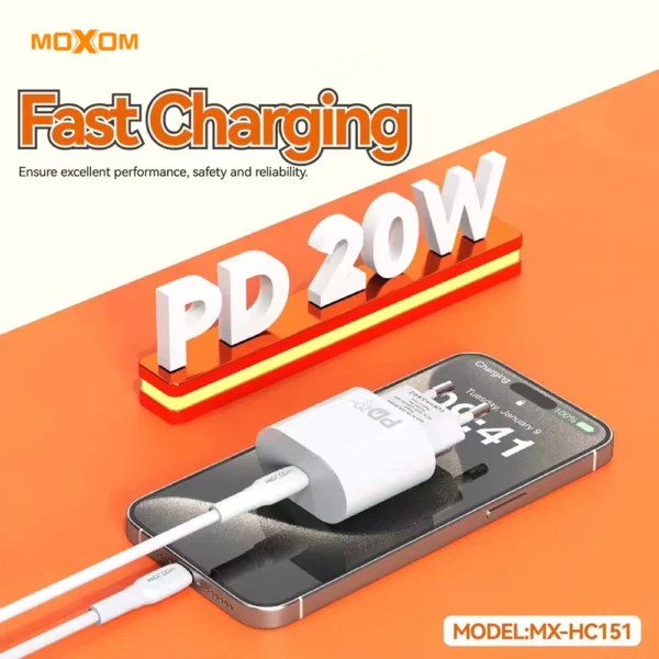 Moxom 20W PD Fast Charger Adaptor Single Port MX-HC151 - Image 3