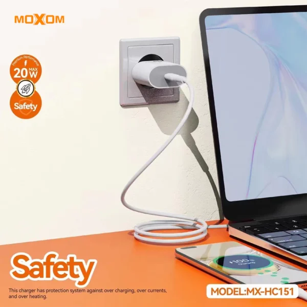 Moxom 20W PD Fast Charger Adaptor Single Port MX-HC151 - Image 2