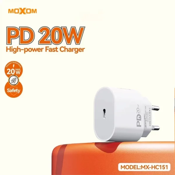 Moxom 20W PD Fast Charger Adaptor Single Port MX-HC151