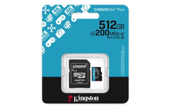 Kingston 512GB Canvas Go! Plus microSD – up to 200MB/s read – SDCG4/512GB