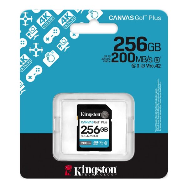 Kingston 256GB SDXC Canvas Go Plus Gen4 200MB/s C10 SD Card SDG4/256GB