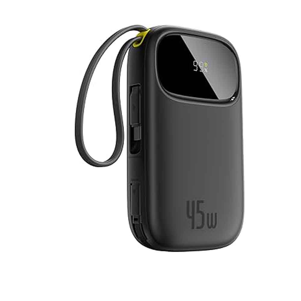 Baseus Powerbank 20000mAh 45W with Integrated USB-C Cable, Power Bank PD3.0 QC4.0 Fast Charging Battery Pack, 3 C and 1 A, Portable Charger for iPhone 17/Air/16/15/14 Pro Max, iPad, Galaxy, Black - Image 2