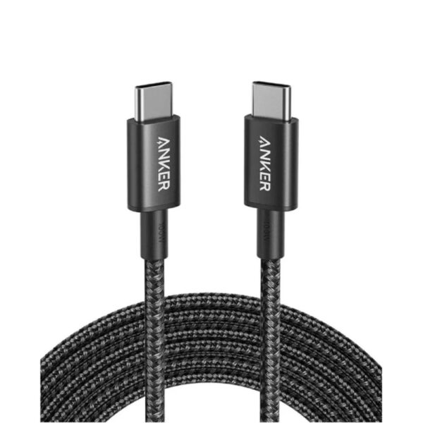 Anker type-C to type-C braided ultra fast charging cable – 3 ft length – up to 240W – white – A81D5H21 | Accessories | Mobile Accessories