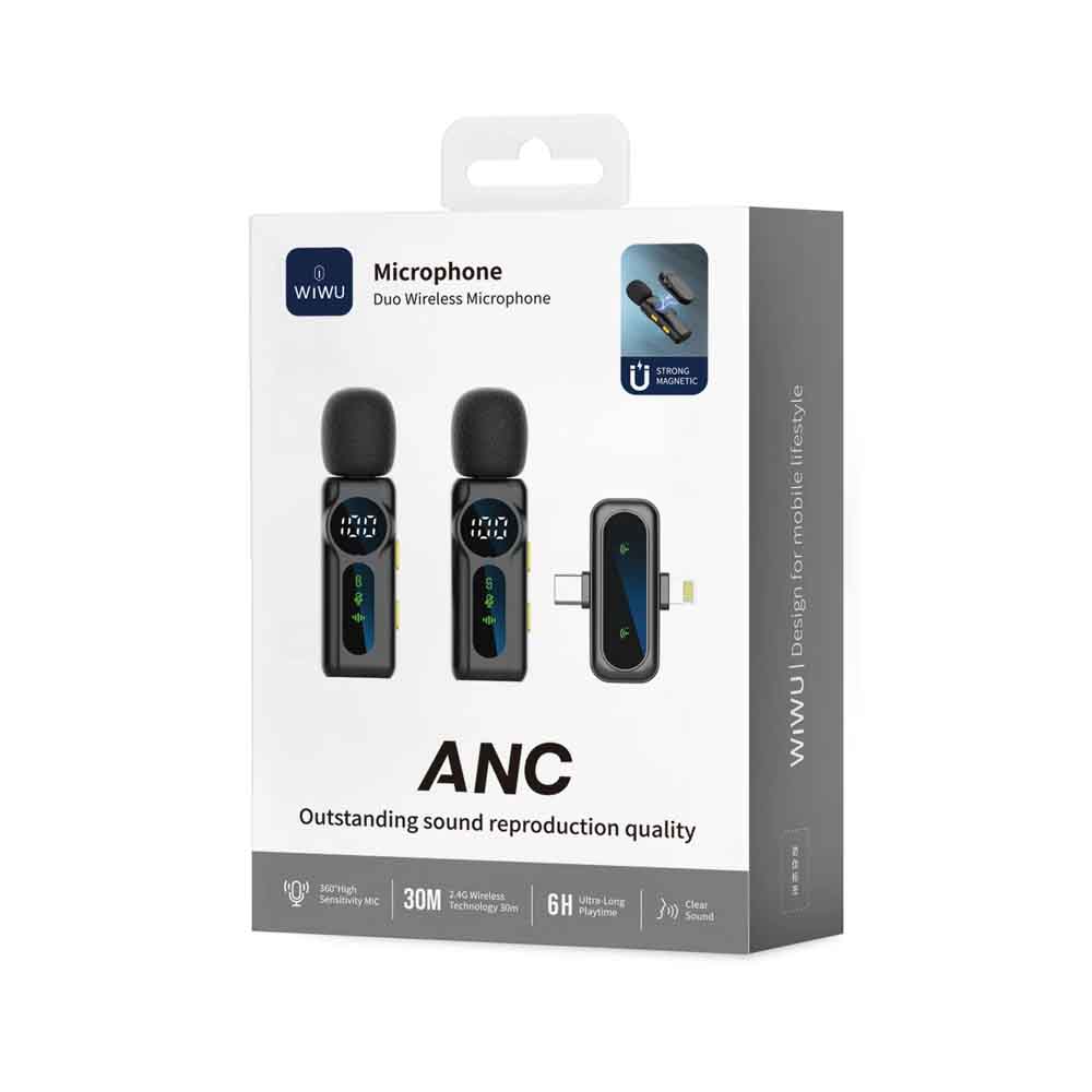 WiWU Wi-WM007, Dual Wireless Lavalier Microphone, Real Time, Noise Reduction with Dual Mode Receiver - Image 2