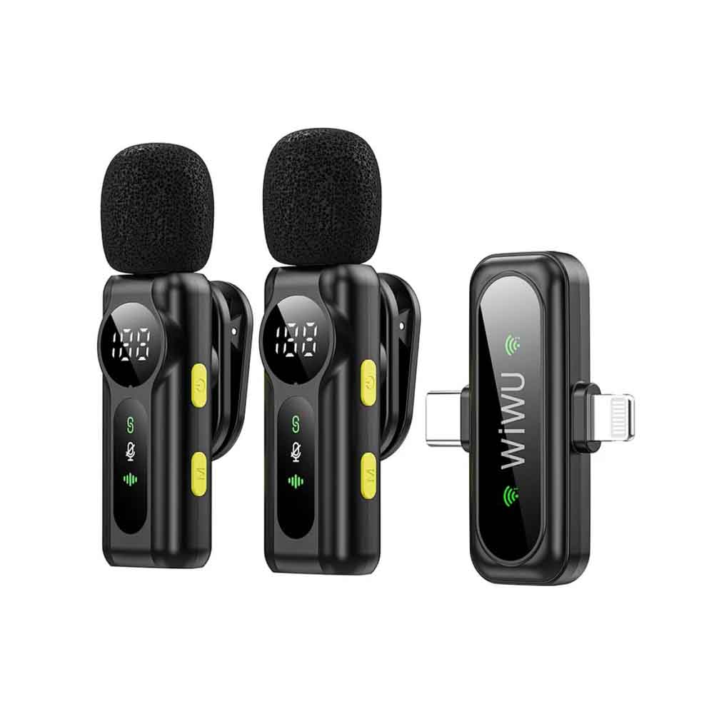 WiWU Wi-WM007, Dual Wireless Lavalier Microphone, Real Time, Noise Reduction with Dual Mode Receiver