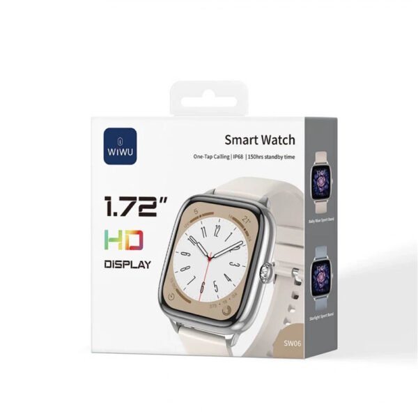 WiWU Smart Watch SW06, IP68 Waterproof, Screen Size 1.72″ HD, Health Tracking ,Voice Assistant, Sport Modes, Black – 18 Month Warranty | Accessories | Mobile Accessories WiWU Smart Watch SW06, IP68 Waterproof, Screen Size 1.72″ HD, Health Tracking ,Voice Assistant, Sport Modes, Black – 18 Month Warranty | Accessories | Mobile Accessories