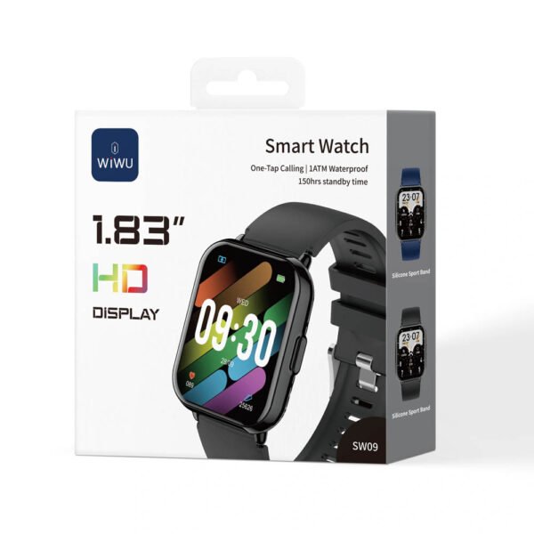 WiWU Smart Watch SW09, Waterproof: 1ATM, Screen Size Large 1.83″ HD, Black with Extra Dark Blue Strap – 18 Month Warranty | Accessories | Mobile Accessories WiWU Smart Watch SW09, Waterproof: 1ATM, Screen Size Large 1.83″ HD, Black with Extra Dark Blue Strap – 18 Month Warranty | Accessories | Mobile Accessories