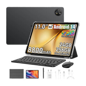 Blackview Zeno 10 5G AI Tablet, 11" FHD+ 90Hz Display, Unisoc T820 Octa-Core, 8+16 RAM 256GB Storage, 16MP AI Camera, 8800mAh Battery, Dual SIM 5G, Android 14, w/ Keyboard, Mouse, Stylus Pen, Headphones, Screen Protector
