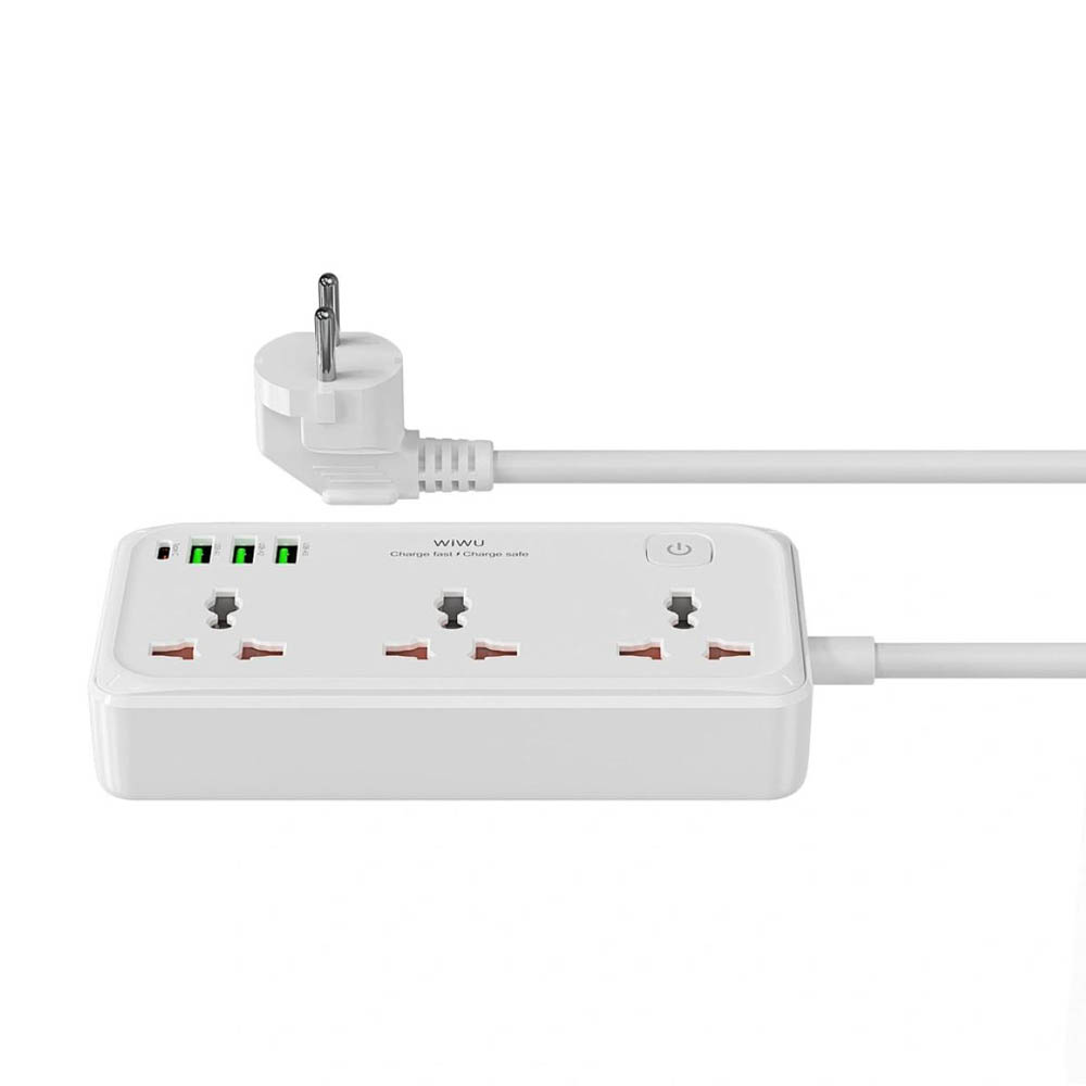 WiWU Wi-S005 Power Strip, 7 in One, 30W, 3 Sockets + 3 USB, 1 Type C - UK - Image 4
