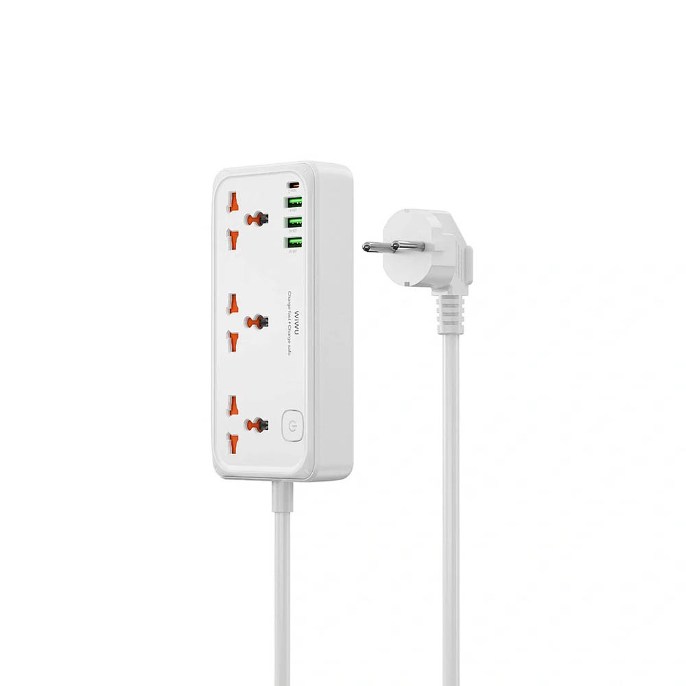 WiWU Wi-S005 Power Strip, 7 in One, 30W, 3 Sockets + 3 USB, 1 Type C - UK - Image 2