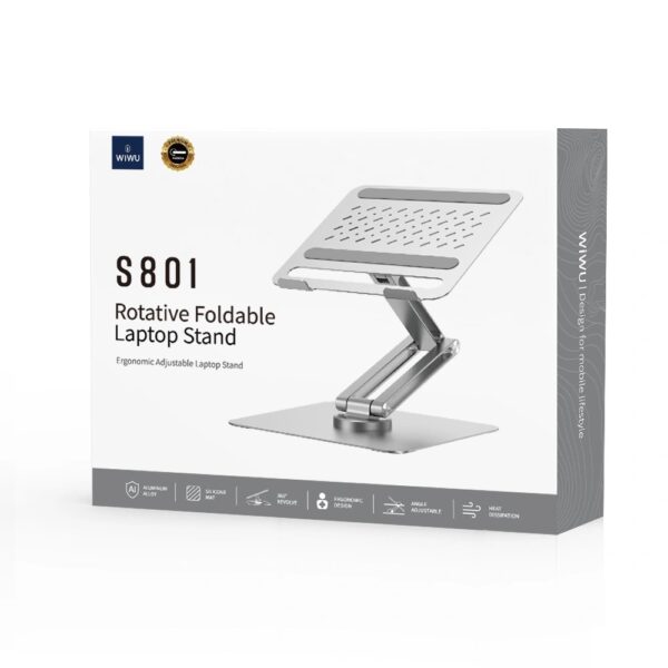 WiWU Ergonomic Aluminum Alloy Laptop Stand S801 Rotative Adjustable Notebook Holder S801 | Accessories | Mobile Accessories