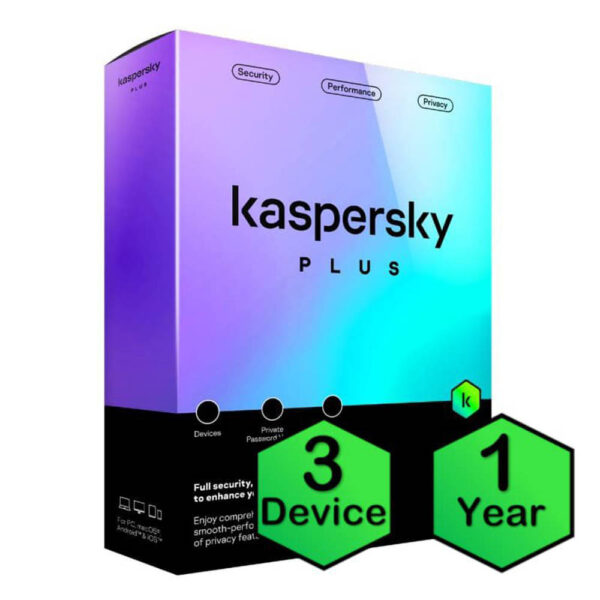 KASPERSKY Plus Internet Security Anti-Phishing & Firewall Unlimited VPN Password Manager Online Banking Protection PC/Mac/Mobile For 3 Devices 1 Year | Software & Antivirus