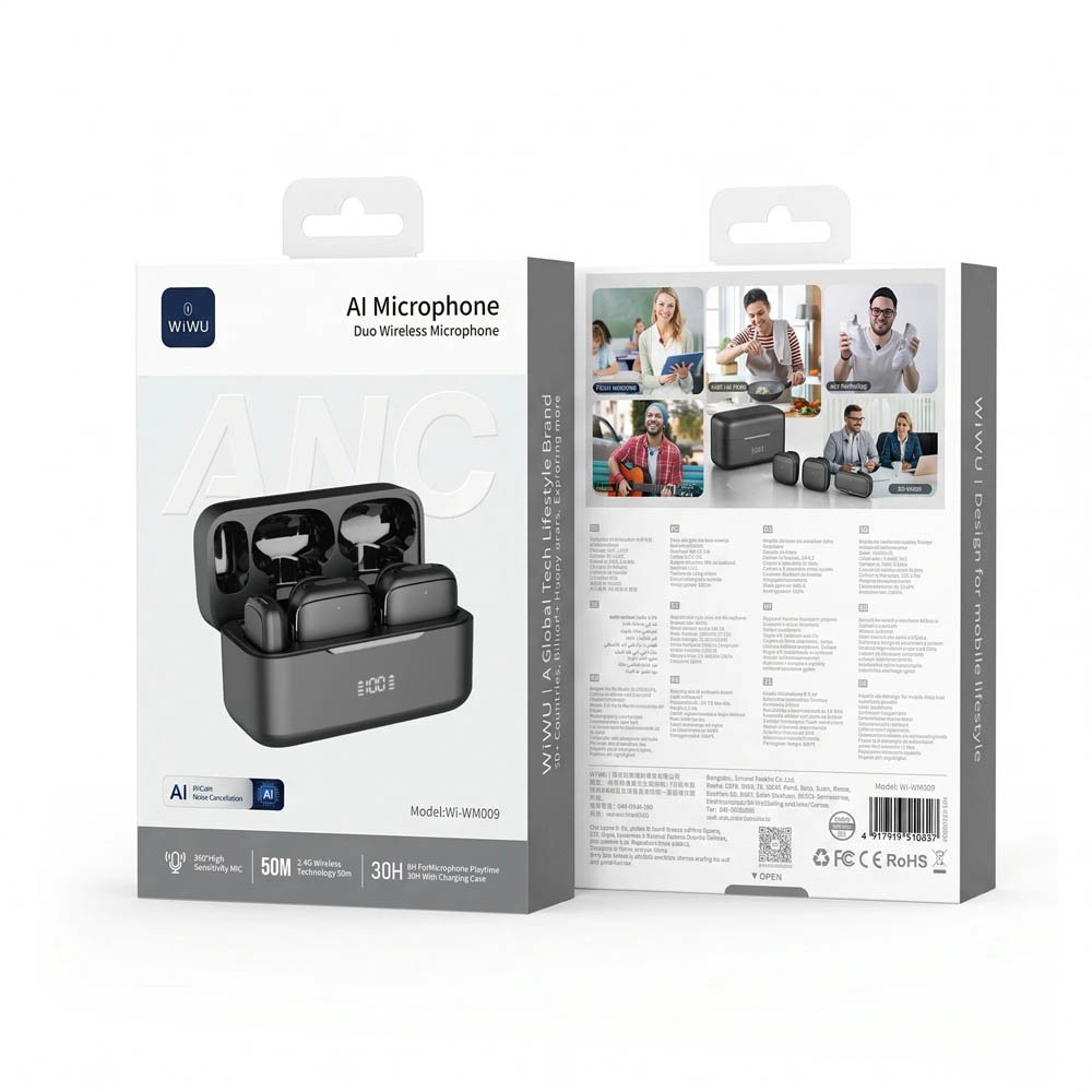 WiWU Wi-WM009 AI Noise-Canceling Wireless Lavalier Microphone